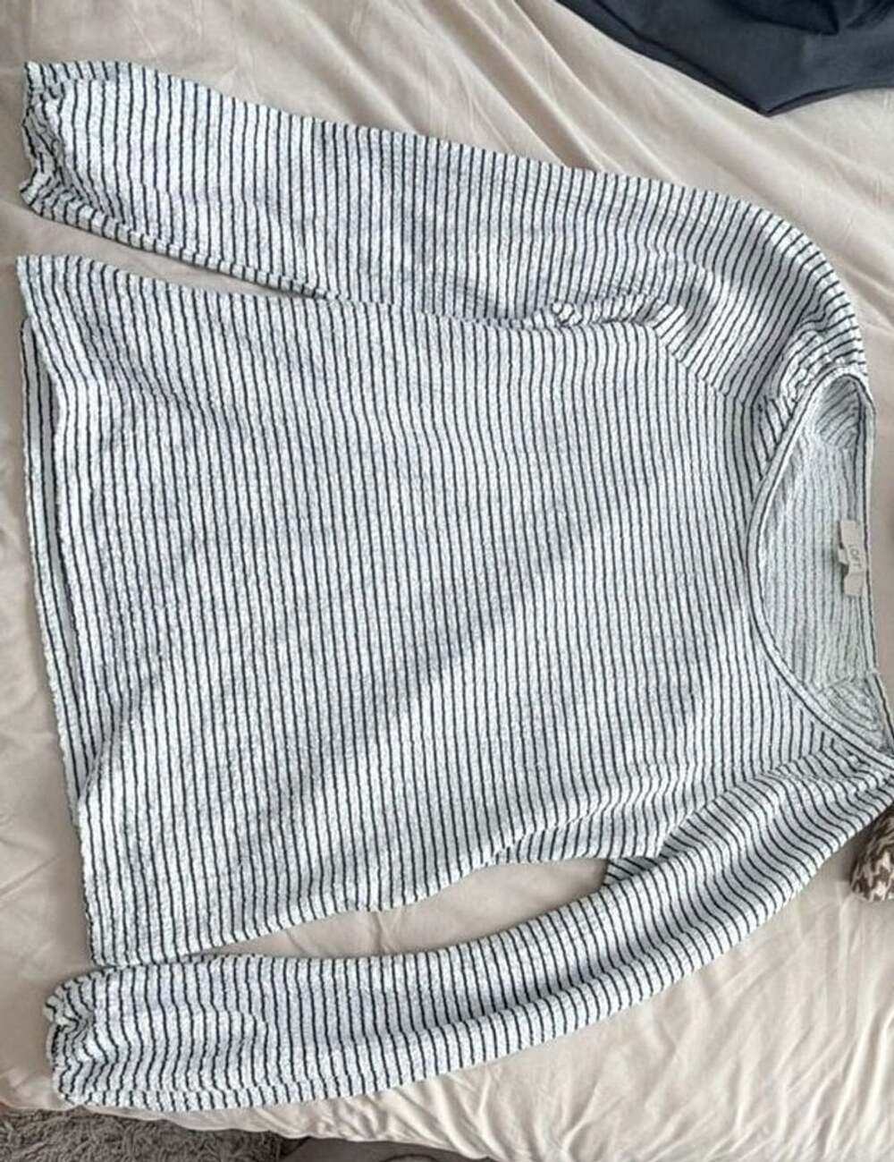 LOFT Striped Smocked Long Sleeve Top Size M